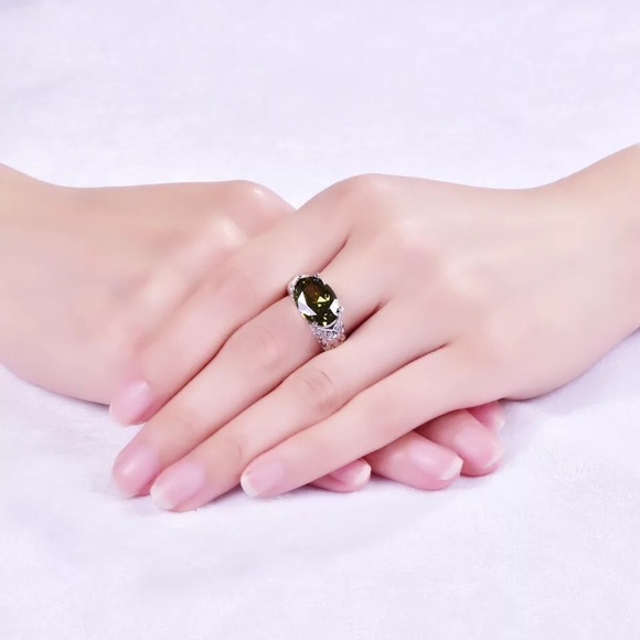 18K/925 white gold plated w green sapphires - Picture 2 of 3